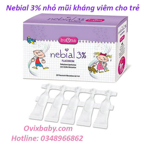 Nhỏ mũi Nebial 3% Flaconcini nước muỗi ưu trương kháng viêm giảm nghẹt mũi cho trẻ
