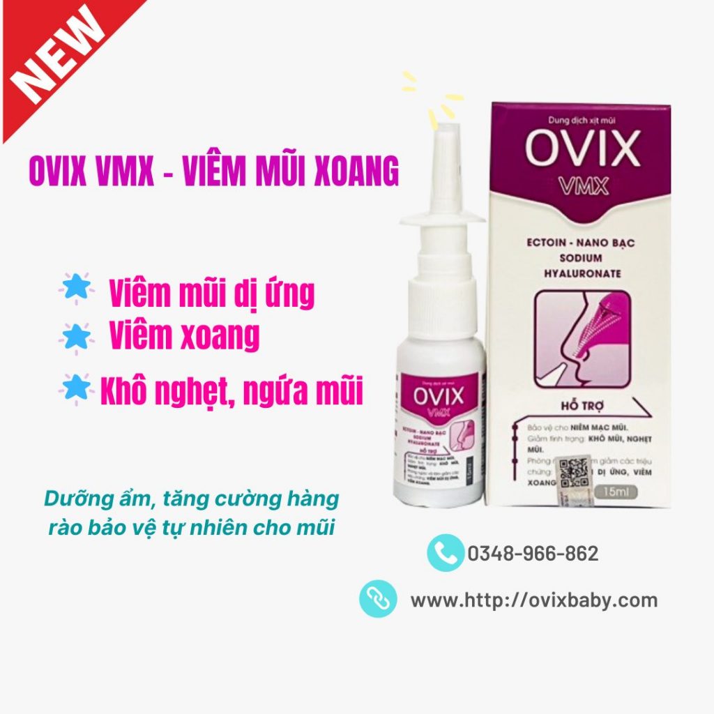 ovix vmx giảm khô mũi nghẹt mũi ngứa mũi phòng ngừa viêm mũi dị ứng viêm xoang