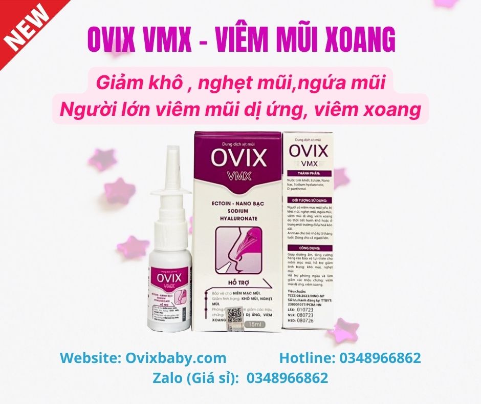 Ovix vmx phòng ngừa và giảm viêm mũi dị ứng, viêm xoang