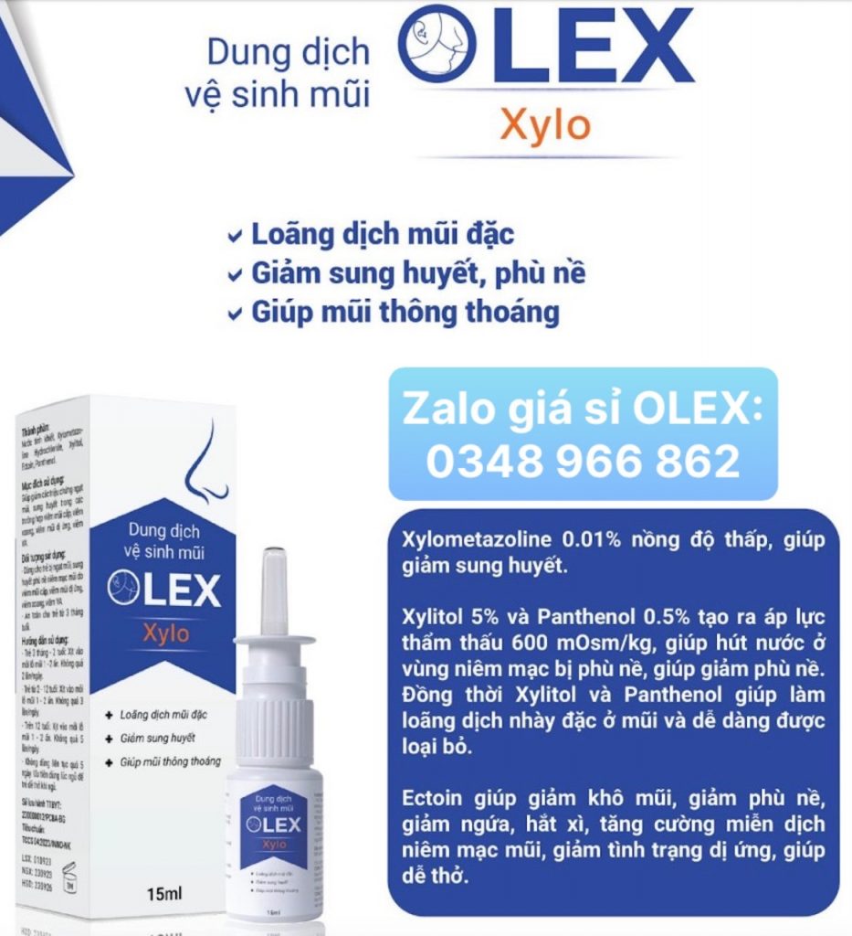 Dung dịch vệ sinh mũi OLEX xylo giảm sung huyết giúp mũi thông thoáng