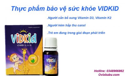 Vidkid D3K2 bổ sung Vitamin D3, Vitamin K2 cho trẻ