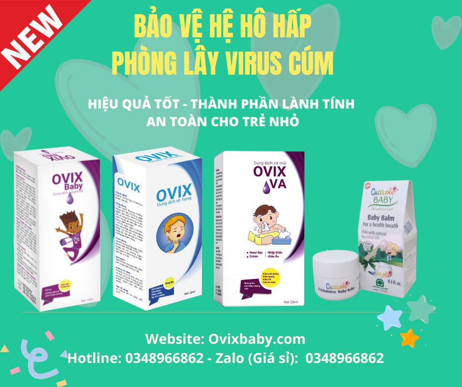 Ovix baby và sáp ấm bảo vệ hệ hô hấp phòng virus cúm hết sổ mũi ho viêm họng